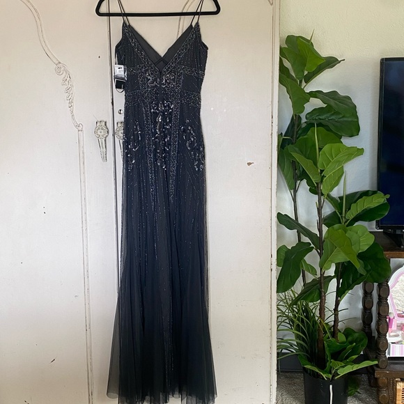 Dillards “Jump” | 4 | NWT Grey Beaded Formal Gown - Picture 4 of 8